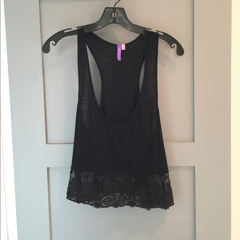 LF Emma & Sam Black Lace Crop Top